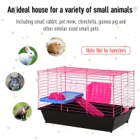PawHut Dwarf Hamster Metal Cage Guinea Pigs Hutches w/ Tunnels Pink(m-4)