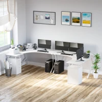 HOMCOM Corner Computer Desk Home Office L-Shaped  Study PC Table Furniture Writing Workstation (White)(m-2)