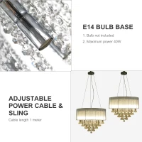 HOMCOM Elegant Modern Crystallite Ceiling Chandelier Light Pendant w/ Round Drum Shade 40W Home Lighting Furnishing Silver, Ф54 x 40cm(m-6)