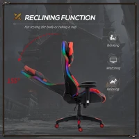 Vinsetto Racing Gaming Chair with RGB LED Light, Lumbar Support, Adjustable Height, Swivel Home Office Computer Recliner High Back Gamer Desk Chair, Black Red(m-4)