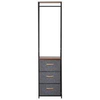 HOMCOM Coat Rack with 3 Drawers Storage Rack with Steel Frame for Bedroom Hallway Home Furniture Grey(m-8)