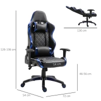 Vinsetto Holographic Stripe Gaming Chair Ergonomic Design PU Leather High Back 360° Swivel w/ 5 Wheels 2 Pillows Back Support Racing Chair Black&Blue(m-3)