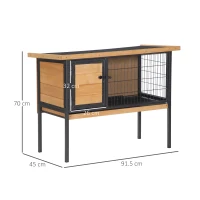 PawHut Wooden Guinea Pigs Hutches Elevated Pet House Bunny with Slide-Out Tray Outdoor Natural(m-3)
