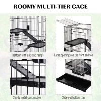 PawHut Metal Wire 3-Tier Small Guinea Pigs Hutches Rabbits Hutches Black/White(m-5)