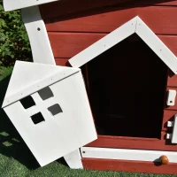 PawHut Rabbits Outdoor Fir Wood Guinea Pigs Hutches w/ Ramp Wine-Brown(m-11)