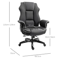 Vinsetto Executive Office Chair, PU Leather High Back Desk Chair with Height Adjustable, Reclining Swivel Computer Chair for Home, Black(m-3)
