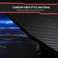 HOMCOM Racing Gaming Desk Carbon Fiber Style Computer Table with Elevated Monitor Shelf, Headphone Hook and Cup Holder, Black(m-4)