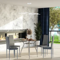 HOMCOM Modern Wave-Shape LED Pendant Light with Adjustable Hanging Chain, Metal Chandelier for Living Room, Bedroom, Dining Room, Office, Cool White 6500K, Silver(m-10)