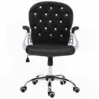 Vinsetto Office Chair Ergonomic 360° Swivel Diamante Tufted Home Work Velour Padded Base 5 Castor Wheels Black(m-11)