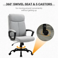Vinsetto High Back Executive Chair Ergonomic Task Seat Home Office Swivel  Computer Chair for Sturdy with Padded Armrests, Adjustable Height, Light Grey(m-7)