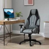 Vinsetto Racing Gaming Chair, Mesh & Faux Leather Computer Chair with High Back, Swivel Wheels, Adjustable Height and Armrest, Charcoal Grey(m-10)