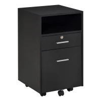 Vinsetto Lockable Two-Drawer Filing Cabinet, with Wheels - Black(m-1)