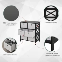 HOMCOM Portable Non-woven Fabrics Chest of Drawers Organize Cabinet Storage Cabinet w/ 6 Drawer, Black(m-4)
