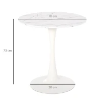 HOMCOM Modern Round Dining Table Leisure Coffee Bistro Table with Metal Base for Kitchen & Dining Room White(m-3)