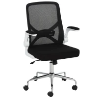 Vinsetto Mesh Swivel Office Chair with Flip-Up Arm, Lumbar Support, Home Task High Back Chair Adjustable Height, Black(m-1)