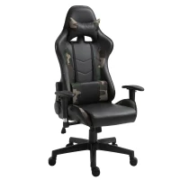 Vinsetto Gaming Office Chair w/ Massage Lumbar Support, Camouflage Panels, 5 Wheels, Adjustable Arms Height, High Back Racing Gamer Recliner, Green(m-15)