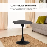 HOMCOM Modern Round Dining Table Leisure Coffee Bistro Table with Metal Base for Kitchen & Dining Room Black(m-4)