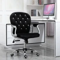 Vinsetto Office Chair Ergonomic 360° Swivel Diamante Tufted Home Work Velour Padded Base 5 Castor Wheels Black(m-10)