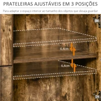 HOMCOM Aparador de Cozinha com 2 Portas de Cristal 2 Gavetas e Prateleiras Ajustáveis em Altura Armário Auxiliar de Estilo Industrial para Sala de Estar Sala de Jantar 120x40x88,5 cm Marrom Rústico(m-5)