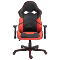 Vinsetto Ergonomic PU Leather Gaming Chair Stylish Red Panel Swivel w/ 5 Wheels Adjustable Height Armrests Home Office Chair Comfortable Black&Red(m-5)