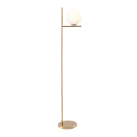 HOMCOM Modern Floor Lamp Metal Frame Sphere Light w/ Pedal Switch, Standing Lamp for Home Office Living Room, 159cm, Gold(m-11)