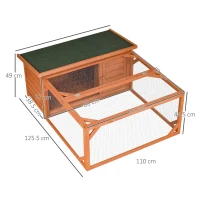 PawHut Guinea Pigs Hutches Off-ground Small Animal Guinea Pig House 125.5 x 100 x 49cm(m-3)