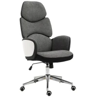 Vinsetto Modern Office Chair Ergonomic Thick Padding High Back Armrests Height Adjustable Rocking w/ 5 Wheels Swivel Home Office Grey White(m-11)