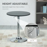 HOMCOM Round Height Adjustable Bar Table Counter Pub Desk with Metal Base for Home Bar, Dining Room, Kitchen, Black(m-4)