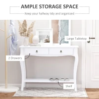 HOMCOM Console Table Modern Sofa Side Desk with Storage Shelves Drawers for Living Room Entryway Bedroom Ivory White(m-4)