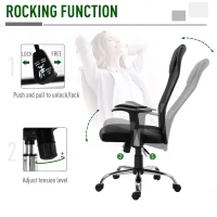 Vinsetto Office Chair, Computer Desk Chair, Mesh and PU Leather Swivel Chair with Adjustable Height and Rolling Wheels for Home Office Work Study, Black(m-5)