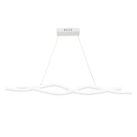 HOMCOM Modern Wave-Shape LED Pendant Light with Adjustable Hanging Chain, Metal Chandelier for Living Room, Bedroom, Dining Room, Office, Cool White 6500K, Silver(m-11)