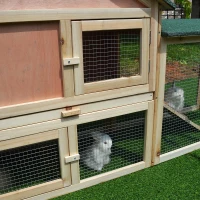 PawHut Guinea Pigs Hutches, 210Lx45.5Wx84.5H cm, Fir Wood-Natural Wood Colour(m-9)
