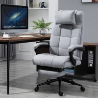 Vinsetto Ergonomic Office Desk Chair Adjustable Height Rolling Swivel w/Armrest Light Grey(m-2)