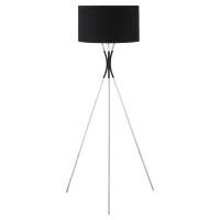 HOMCOM Modern Tripod Floor Lamp, Free Standing Light with Metal Frame, Fabric Lampshade and E27 Base for Living Room, Bedroom, Office, 146cm, Black(m-1)