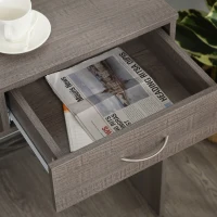 HOMCOM Compact Computer Desk, Study Table with Drawer and Storage Compartment, Writing Workstation, Grey(m-9)