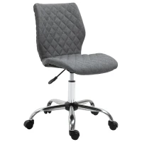 Vinsetto Armless Office Chair Adjustable Computer Chair Swivel Chair with Rolling Wheels and Linen Fabric Back Support for Home Office Students Study Grey(m-11)