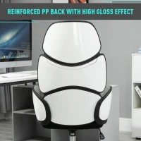 Vinsetto Modern Office Chair Ergonomic Thick Padding High Back Armrests Height Adjustable Rocking w/ 5 Wheels Swivel Home Office Grey White(m-6)