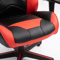 Vinsetto Ergonomic PU Leather Gaming Chair Stylish Red Panel Swivel w/ 5 Wheels Adjustable Height Armrests Home Office Chair Comfortable Black&Red(m-7)