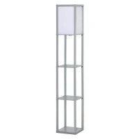 HOMCOM 3-Tier Floor Lamp, Floor Light with Storage Shelf, Reading Standing Lamp for Living Room, Bedroom, Kitchen, Dining Room, Office, Dorm, 160cm, Grey(m-14)