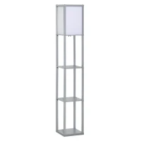 HOMCOM 3-Tier Floor Lamp, Floor Light with Storage Shelf, Reading Standing Lamp for Living Room, Bedroom, Kitchen, Dining Room, Office, Dorm, 160cm, Grey(m-1)