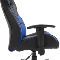 Vinsetto Ergonomic PU Leather Gaming Chair Stylish Blue Panel Swivel w/ 5 Wheels Adjustable Height Armrests Home Office Chair Comfortable Black&Blue(m-4)