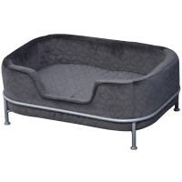 PawHut Dog Sofa with Soft Cushion, Pet Chair Couch Cat Bed Lounge with Washable Cover Metal Frame for Small Sized Dogs - Grey(m-11)