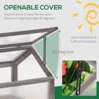 Outsunny Wooden Cold Frame Garden Polycarbonate Greenhouse with Openable Top Cover, Grow House for Flowers, Vegetables, Plants, 90 x 52 x 50cm, Grey(m-5)