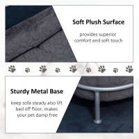 PawHut Dog Sofa with Soft Cushion, Pet Chair Couch Cat Bed Lounge with Washable Cover Metal Frame for Small Sized Dogs - Grey(m-6)