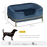 PawHut Dog Sofa with Soft Cushion, Pet Chair Couch Cat Bed Lounge with Washable Cover Metal Frame for Small Sized Dogs - Blue(m-3)