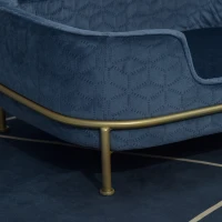 PawHut Dog Sofa with Soft Cushion, Pet Chair Couch Cat Bed Lounge with Washable Cover Metal Frame for Small Sized Dogs - Blue(m-8)