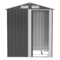 Outsunny Abrigo de Jardim de 2m² 152x132x188cm Abrigo de Exterior de Aço Galvanizado com Porta Corredeira e Ventilações para Armazenamento de Ferramentas Cinza(m-8)