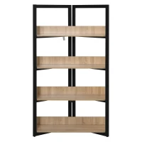 HOMCOM Estante de 4 Níveis Estante com Espaço de Armazenamento e Sistema Anti-Tombo 90x39x160cm Preto e Carvalho(m-1)