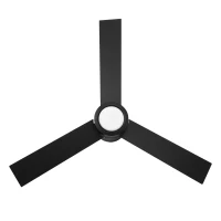 HOMCOM Ventoinha de Teto 48W com Luz LED Controle Remoto 3 Velocidades Temporizador 3 Lâminas de Madeira para Dormitório Sala de Estar Sala de Jantar Ø112x25cm Preto(m-8)