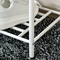 HOMCOM Coat Rack Stand Hall Tree Hallway Furniture with 18 Hooks 3-Tier Shoe Rack Metal Frame for Entryway Bedroom Living Room White(m-9)